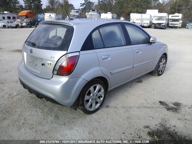 KNADH5A3XA6650756 - 2010 KIA RIO LX/SX SILVER photo 4