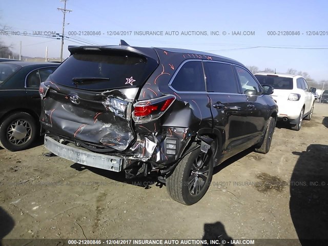 5TDJKRFH3GS275949 - 2016 TOYOTA HIGHLANDER XLE GRAY photo 4