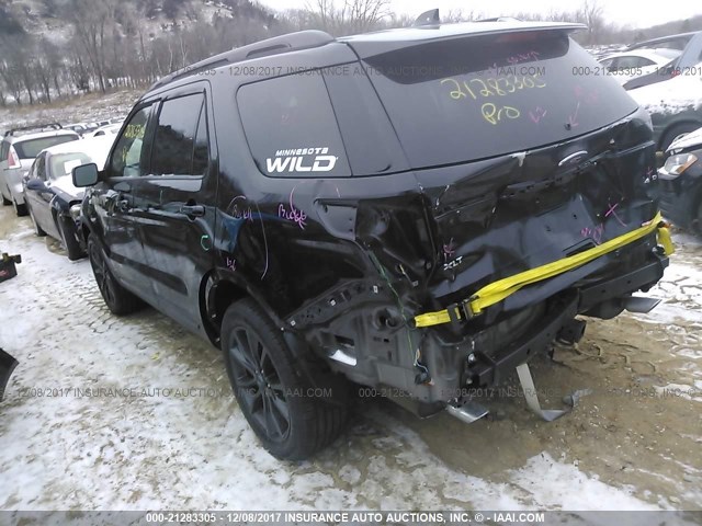 1FM5K8D87HGD88647 - 2017 FORD EXPLORER XLT BLACK photo 3