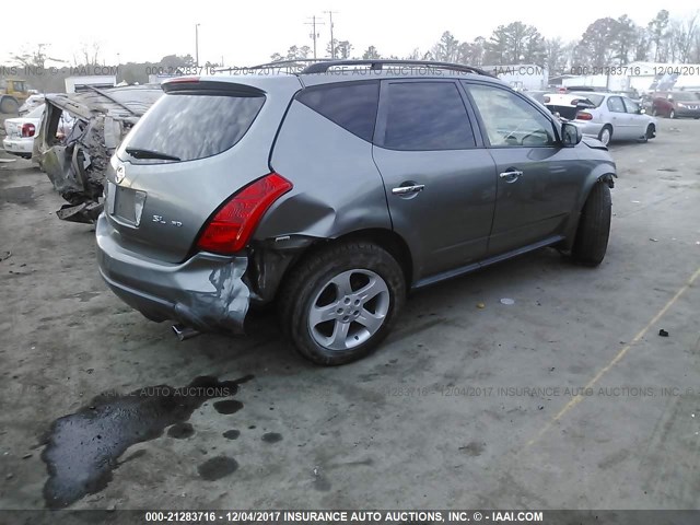 JN8AZ08W45W419903 - 2005 NISSAN MURANO SL/SE/S GRAY photo 4