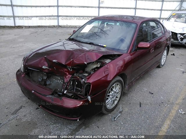 4S3BE645727207465 - 2002 SUBARU LEGACY GT RED photo 2