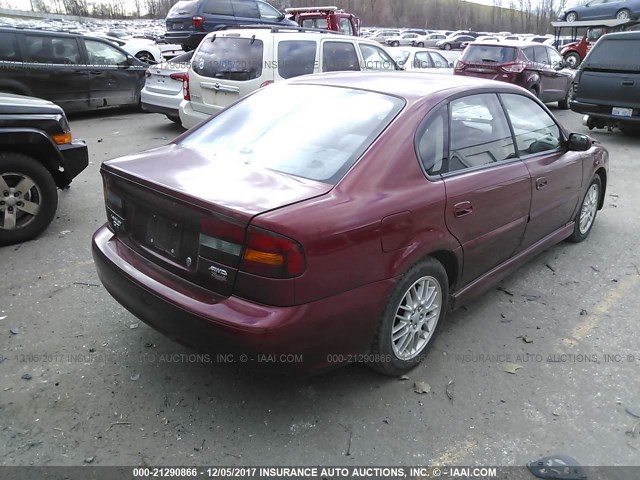 4S3BE645727207465 - 2002 SUBARU LEGACY GT RED photo 4