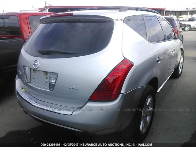 JN8AZ08T07W529467 - 2007 NISSAN MURANO SL/SE/S SILVER photo 4