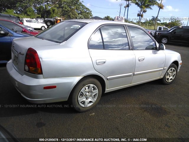 KMHCG45C43U475582 - 2003 HYUNDAI ACCENT GL SILVER photo 4