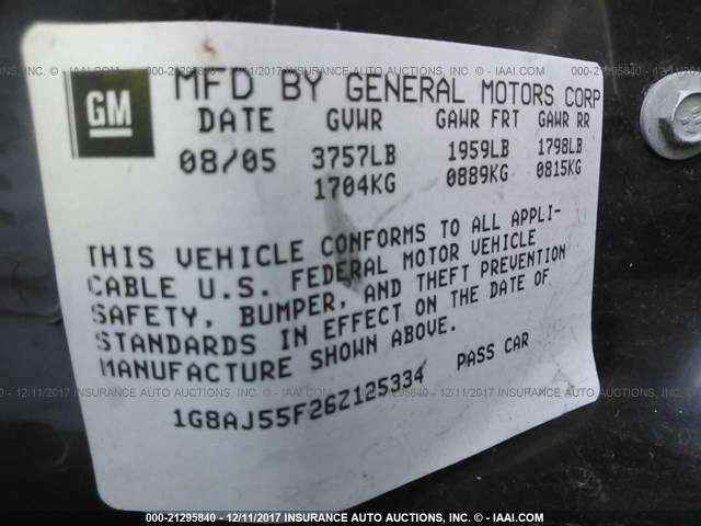 1G8AJ55F26Z125334 - 2006 SATURN ION LEVEL 2 蓝色 照片 9