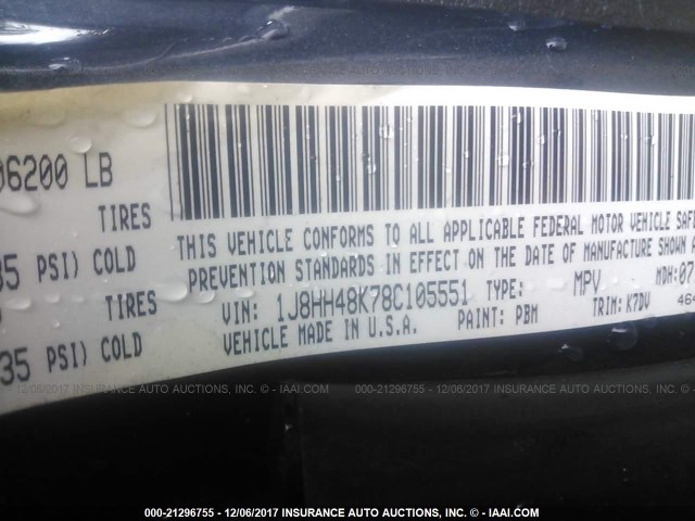 1J8HH48K78C105551 - 2008 JEEP COMMANDER SPORT ნაცრისფერი ფოტო 9