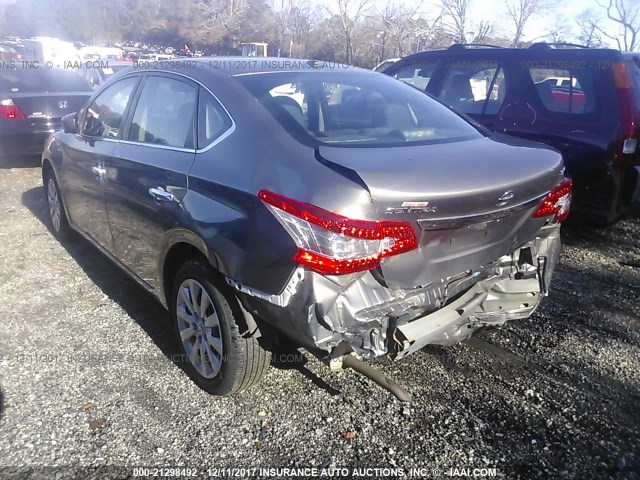 3N1AB7AP4FL650998 - 2015 NISSAN SENTRA S/SV/SR/SL GRAY photo 3