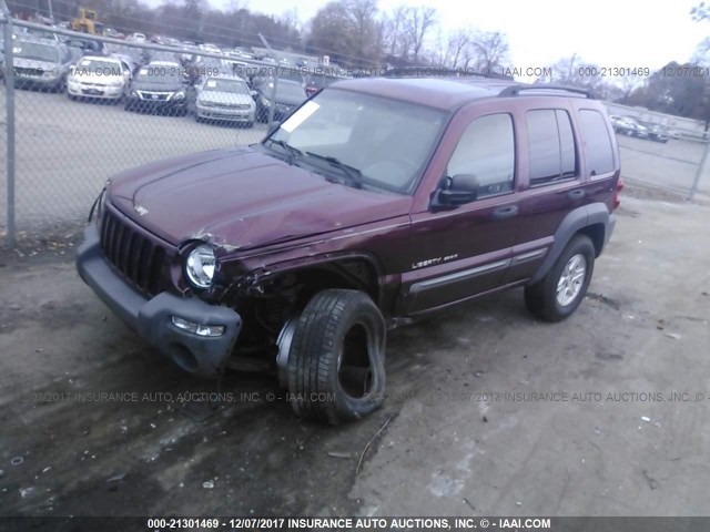 1J4GK48K42W170670 - 2002 JEEP LIBERTY SPORT MAROON photo 2