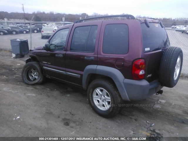 1J4GK48K42W170670 - 2002 JEEP LIBERTY SPORT MAROON photo 3