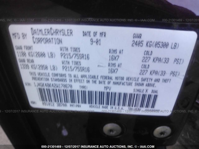 1J4GK48K42W170670 - 2002 JEEP LIBERTY SPORT 栗色 照片 9