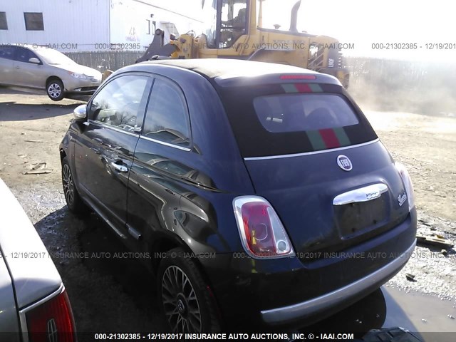 3C3CFFER2CT271904 - 2012 FIAT 500 LOUNGE BLACK photo 3