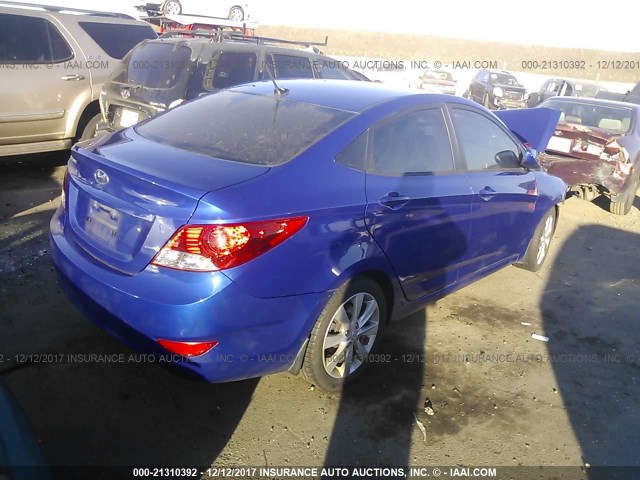 KMHCU4AE7DU451942 - 2013 HYUNDAI ACCENT GLS/SE BLUE photo 4