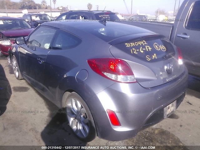 KMHTC6AD6CU031321 - 2012 HYUNDAI VELOSTER GRAY photo 3