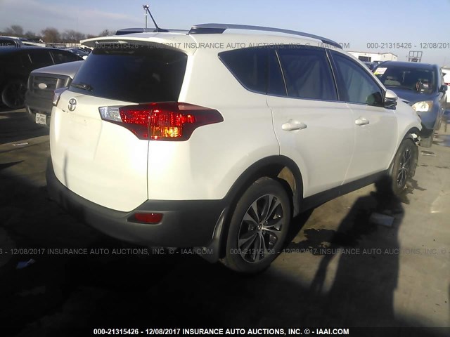 2T3YFREV3FW167340 - 2015 TOYOTA RAV4 LIMITED WHITE photo 4