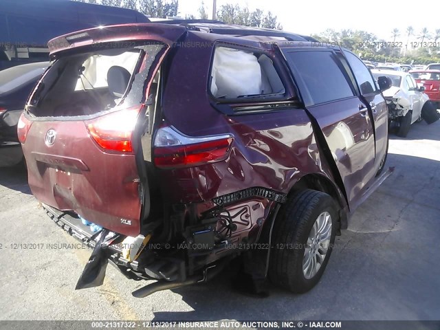 5TDYK3DC1GS748265 - 2016 TOYOTA SIENNA XLE/LIMITED RED photo 4