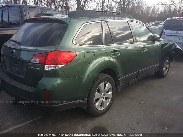 4S4BRCJC2C3264439 - 2012 SUBARU OUTBACK 2.5I LIMITED GREEN photo 4