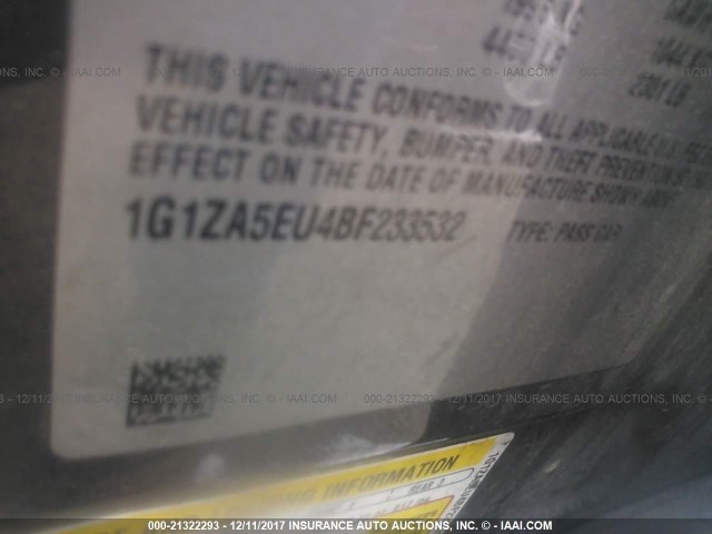 1G1ZA5EU4BF233532 - 2011 CHEVROLET MALIBU LS 银色 照片 9