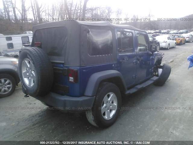 1J4HA3H11AL158470 - 2010 JEEP WRANGLER UNLIMITE SPORT BLUE photo 4