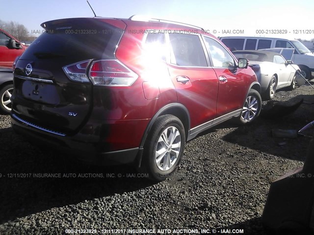 KNMAT2MT8FP544662 - 2015 NISSAN ROGUE S/SL/SV RED photo 4