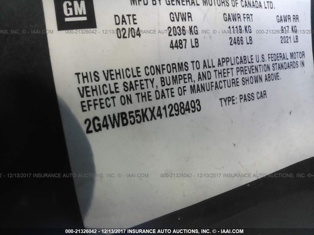 2G4WB55KX41298493 - 2004 BUICK REGAL LS 绿色 照片 9