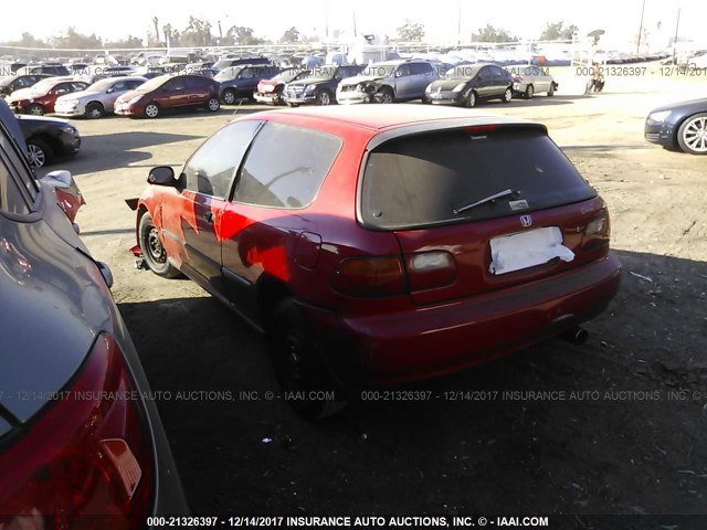 2HGEH2340NH553728 - 1992 HONDA CIVIC CX RED photo 3