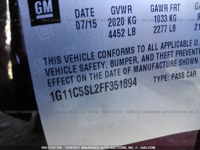 1G11C5SL2FF351894 - 2015 CHEVROLET MALIBU 1LT 红色 照片 9