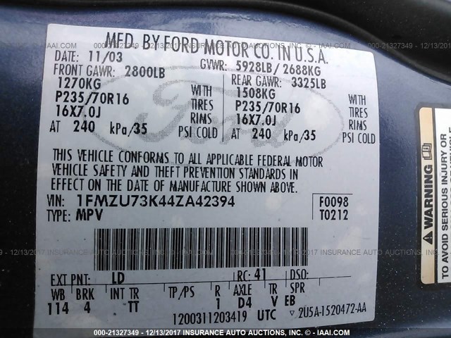 1FMZU73K44ZA42394 - 2004 FORD EXPLORER XLT/XLT SPORT/NBX BLUE photo 9