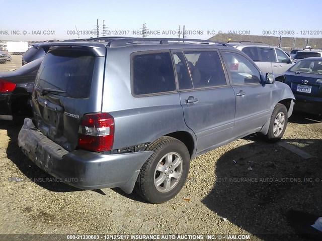 JTEEP21A450106815 - 2005 TOYOTA HIGHLANDER LIMITED BLUE photo 4