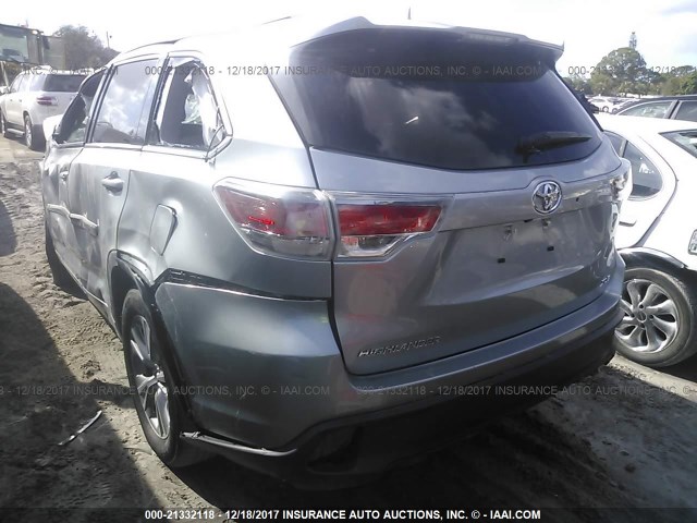5TDKKRFH8FS041101 - 2015 TOYOTA HIGHLANDER XLE ვერცხლისფერი ფოტო 3