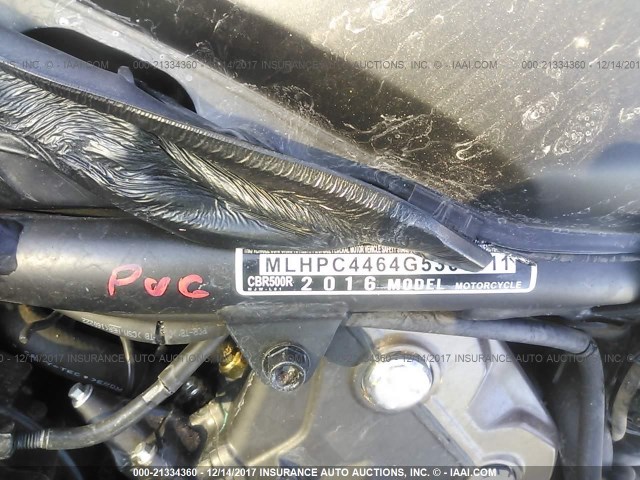 MLHPC4464G5300811 - 2016 HONDA CBR500 R BLACK photo 10