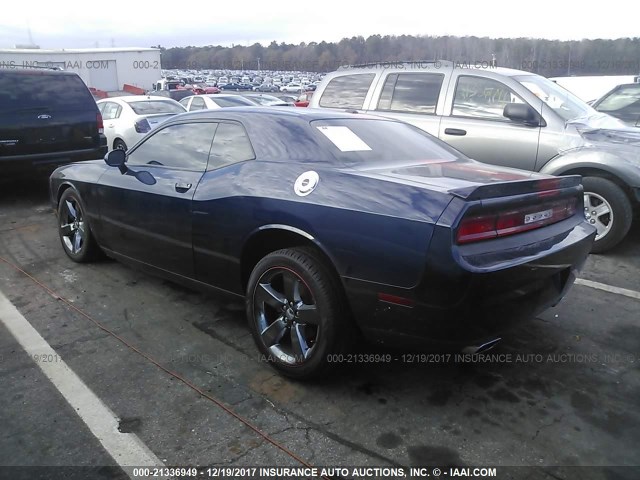 2C3CDYAG3DH579003 - 2013 DODGE CHALLENGER SXT BLUE photo 3