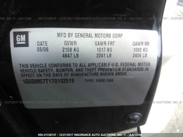 1G6DM57T170102519 - 2007 CADILLAC CTS BLACK photo 9