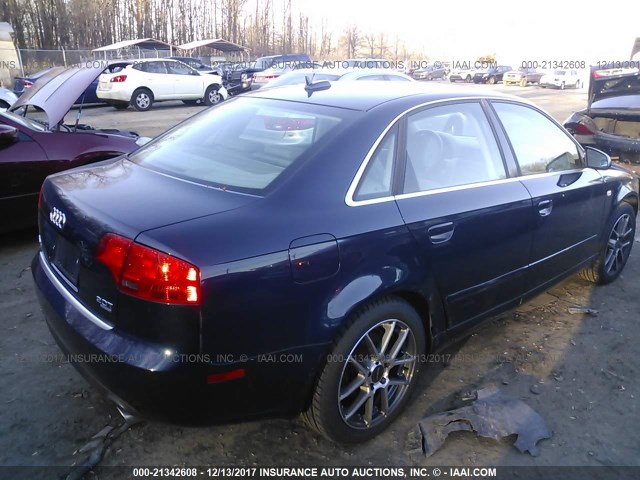 WAUDF78E26A190828 - 2006 AUDI A4 2.0T QUATTRO BLUE photo 4