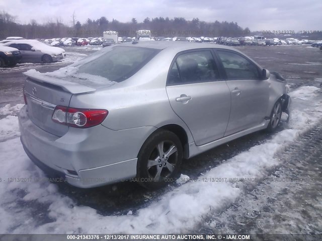 2T1BU4EE1CC875770 - 2012 TOYOTA COROLLA S/LE SILVER photo 4