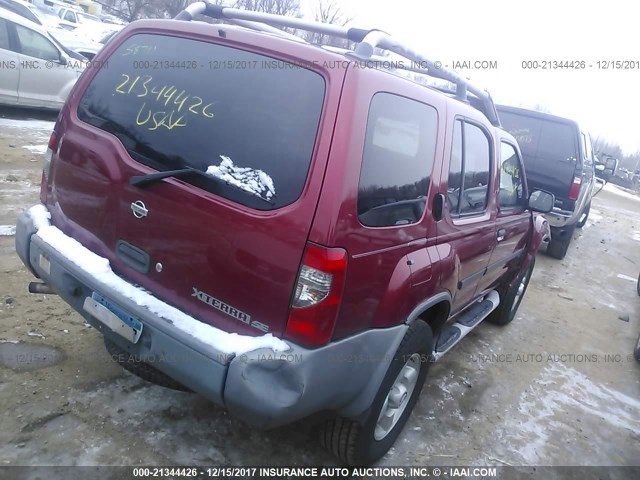 5N1ED28Y01C542839 - 2001 NISSAN XTERRA XE/SE RED photo 4