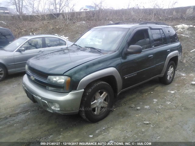 1GNDT13S922249875 - 2002 CHEVROLET TRAILBLAZER  GREEN photo 2