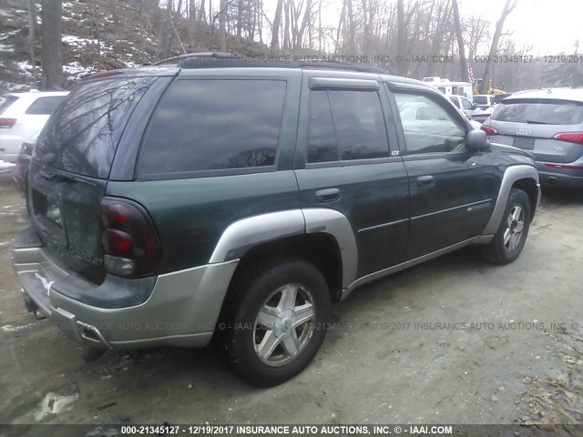 1GNDT13S922249875 - 2002 CHEVROLET TRAILBLAZER  GREEN photo 4