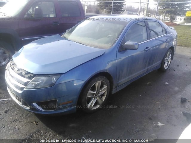 3FAHP0KC6AR117868 - 2010 FORD FUSION SPORT BLUE photo 2