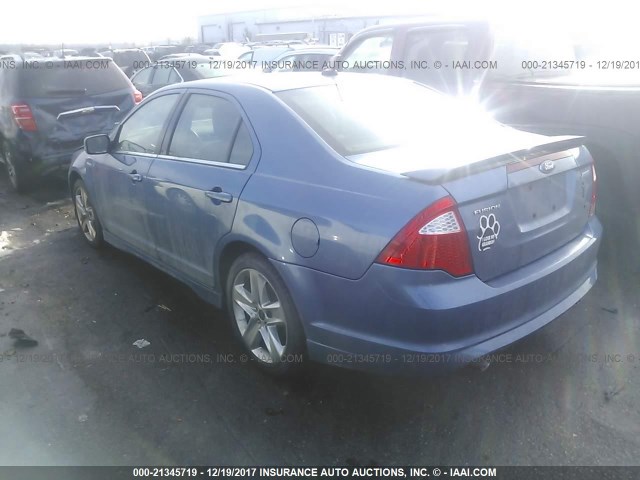 3FAHP0KC6AR117868 - 2010 FORD FUSION SPORT BLUE photo 3