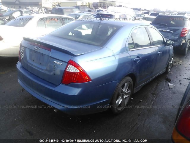 3FAHP0KC6AR117868 - 2010 FORD FUSION SPORT BLUE photo 4