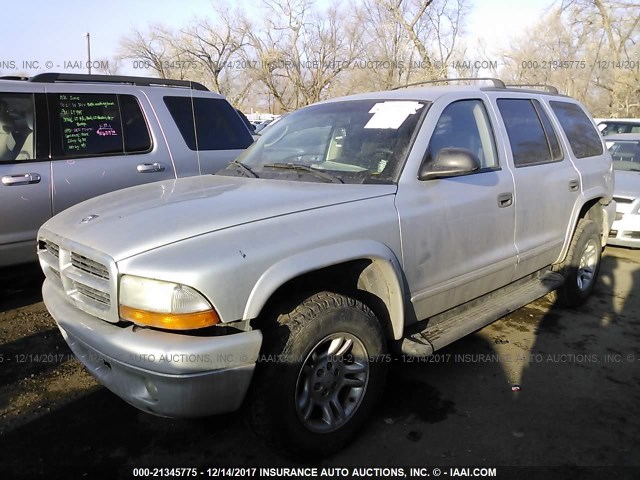 1D4HS48Z63F598106 - 2003 DODGE DURANGO SLT SILVER photo 2