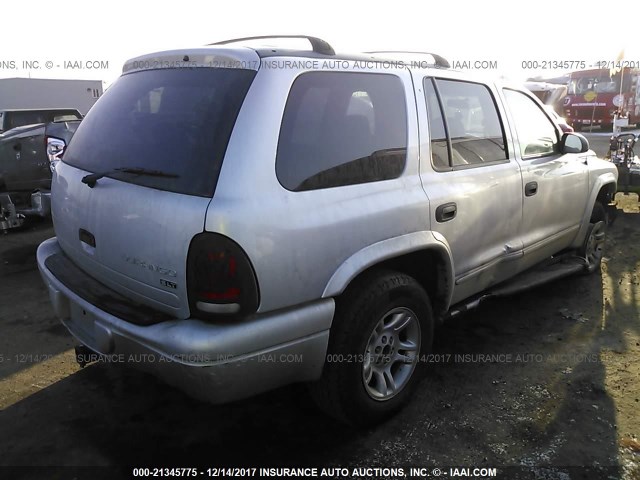 1D4HS48Z63F598106 - 2003 DODGE DURANGO SLT SILVER photo 4