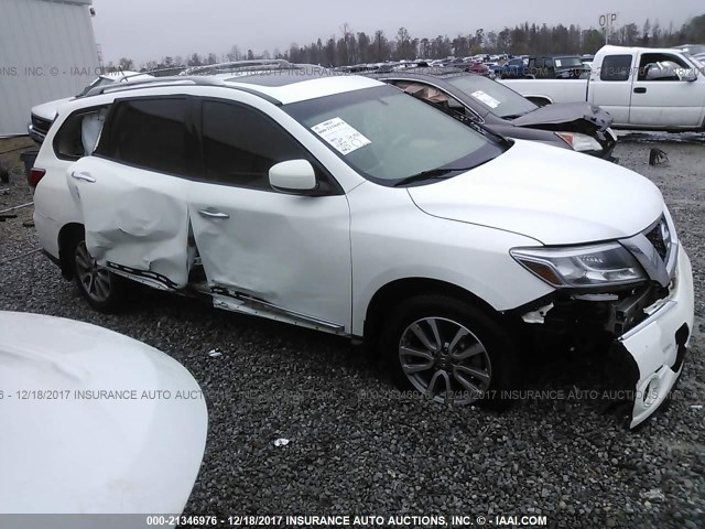 5N1AR2MN2EC607045 - 2014 NISSAN PATHFINDER S/SV/SL/PLATINUM WHITE photo 1