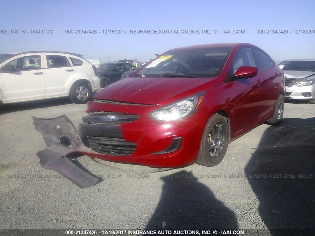 KMHCT4AE9EU723234 - 2014 HYUNDAI ACCENT GLS/GS RED photo 2