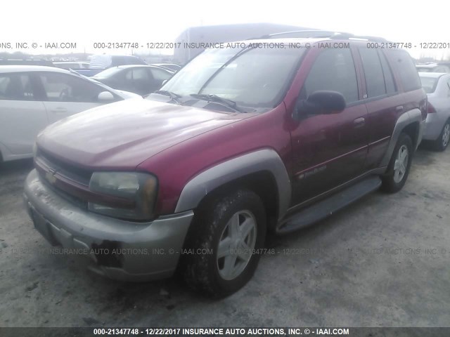 1GNDT13S722246165 - 2002 CHEVROLET TRAILBLAZER  RED photo 2