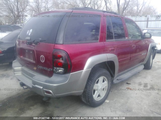 1GNDT13S722246165 - 2002 CHEVROLET TRAILBLAZER  RED photo 4