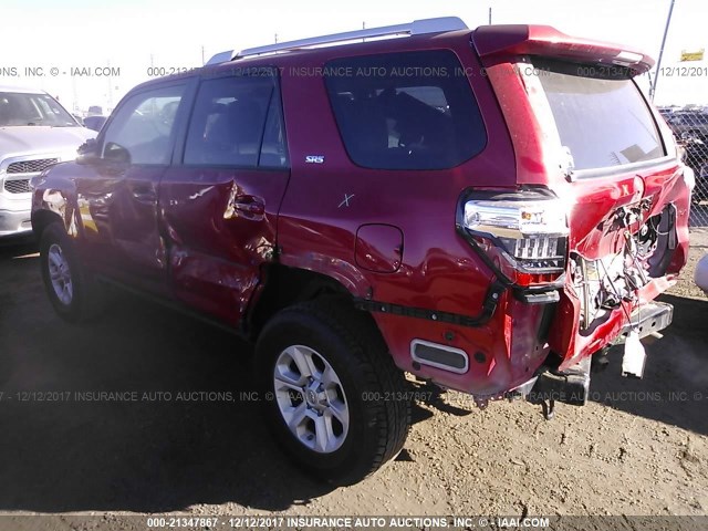 JTEBU5JR7G5338303 - 2016 TOYOTA 4RUNNER SR5 PRM/LTD/TRL/TLPRM/TRD RED photo 3