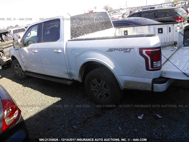 1FTEW1EP8GKF90575 - 2016 FORD F150 SUPERCREW WHITE photo 3