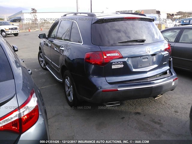 2HNYD2H35CH524904 - 2012 ACURA MDX TECHNOLOGY BLUE photo 3