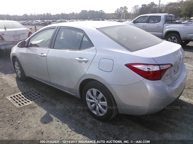 5YFBURHE5FP332449 - 2015 TOYOTA COROLLA L/LE/LE PLS/PRM/S/S PLS SILVER photo 3